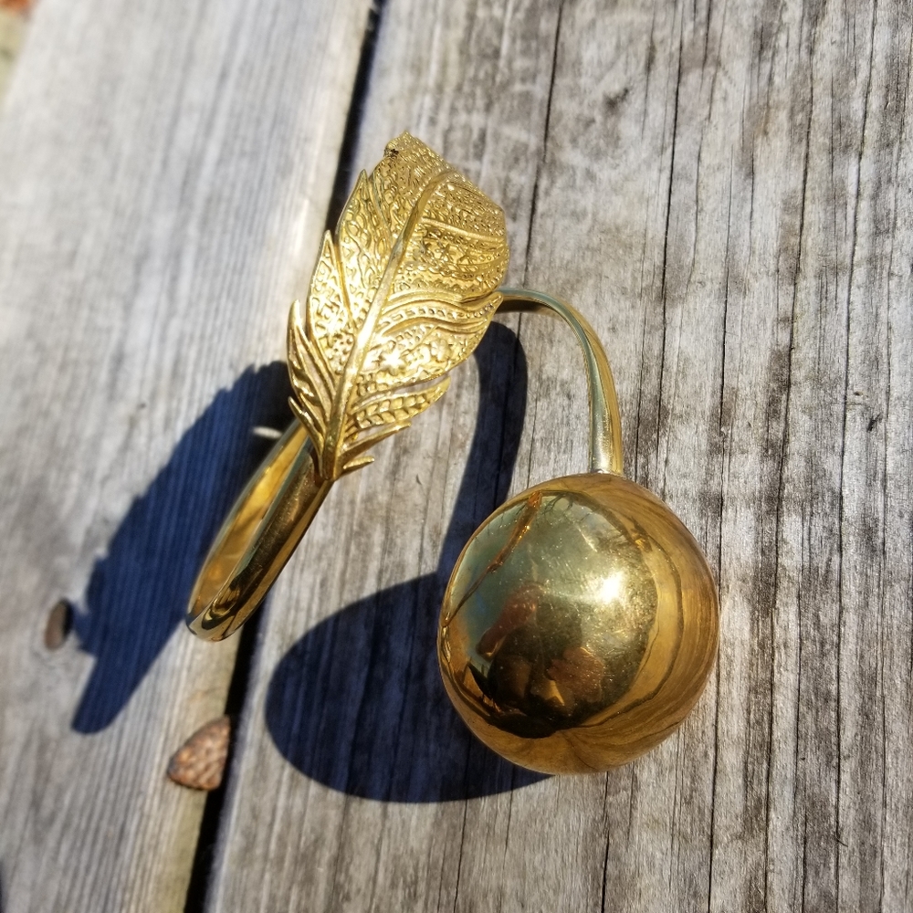 Feather solid brass upper arm armlet cuff brac…